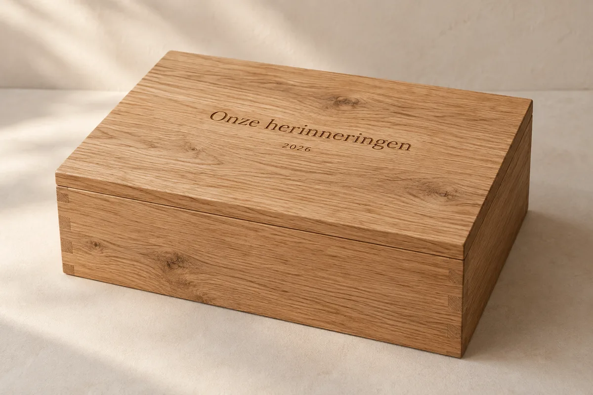 Houten kist met Onze herinneringen en 2026